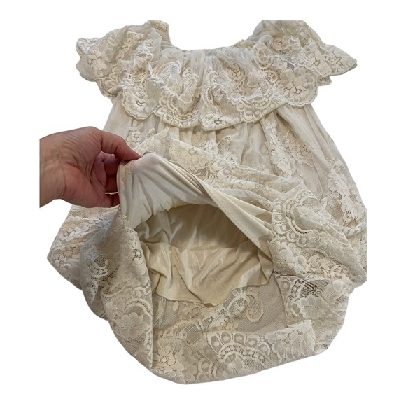 Jen’s Pirate Bootie Sheer Lace Mesh Off The Shoulder Dress in Cream Bride - Picture 10 of 15